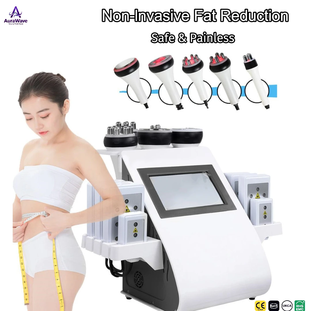 

6in1 RF Cavitation & Skin Tightening Machine Non-Surgical Body Shaping Fat Reduction Cellulite Treatment Muscle Relaxation CE