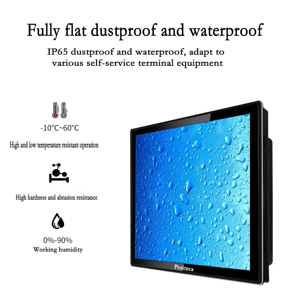Imagem -04 - Monitor Industrial Impermeável do Tela Táctil Ip65 Parte Dianteira 10 Pontos Capacitivos Hdmi Vga Dvi Relação de Usb 215 19 185 o