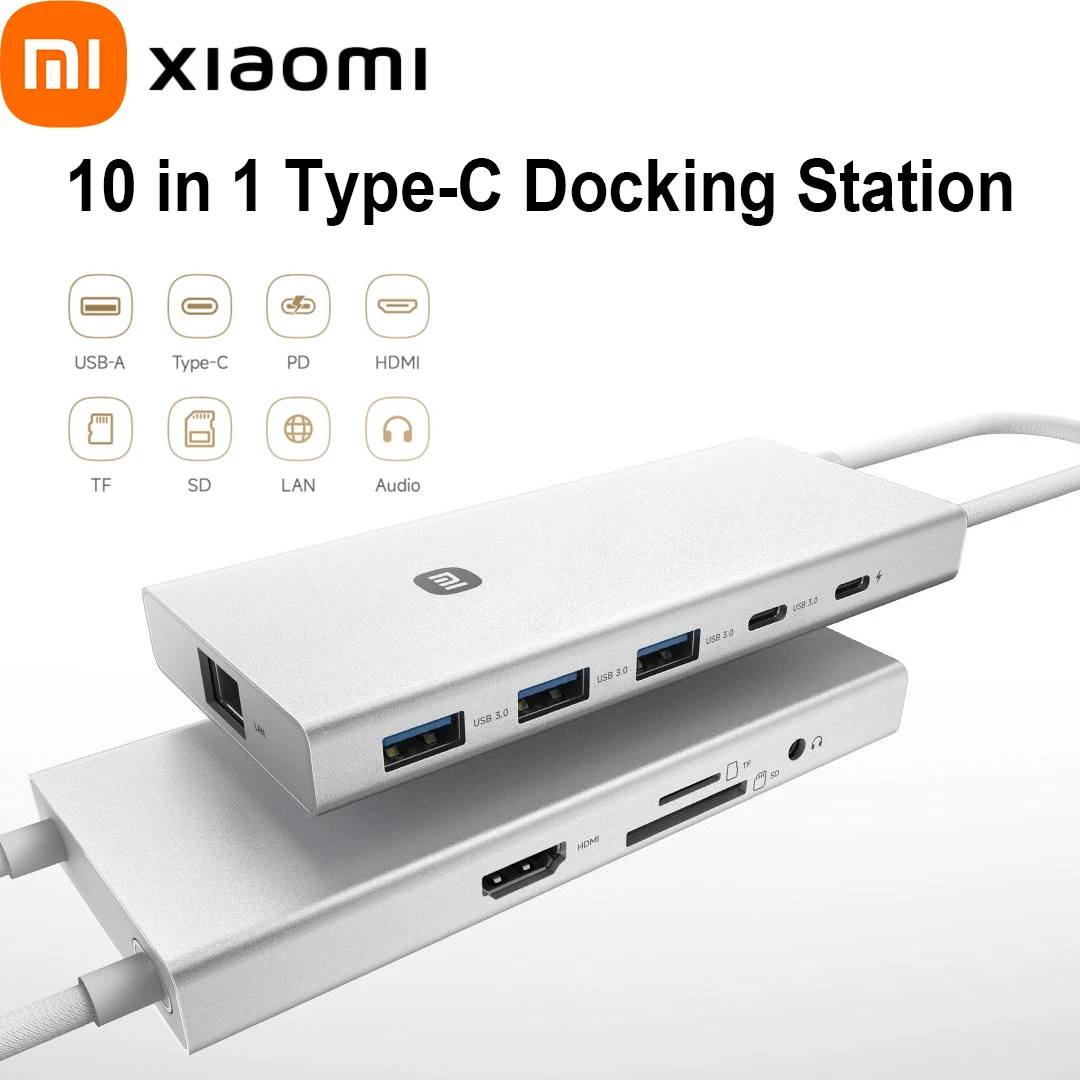 

Xiaomi 10 in 1 Type-C Docking Station Hub HDMI2.0 4K HD USB3.0 Data Transfer PD SD TF Ethernet RJ45 1000M AUDIO3.5mm for MacBook