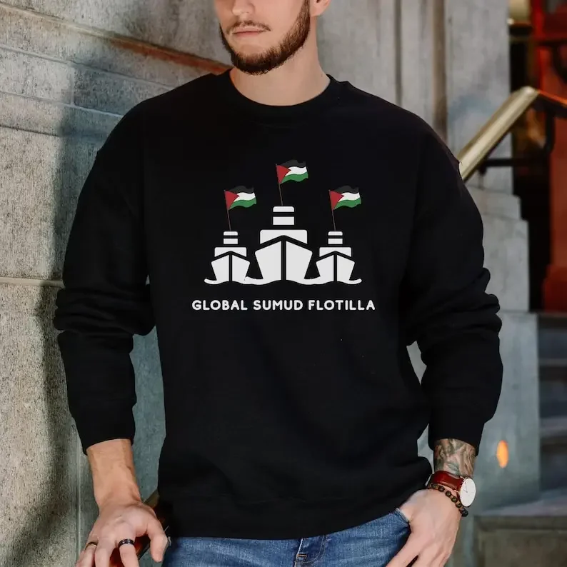 

Global Sumud Flotilla Sweatshirts Men and Women Printed Crew Neck Top All Seasons Casual Fashion Soft Comfortable Hoodies