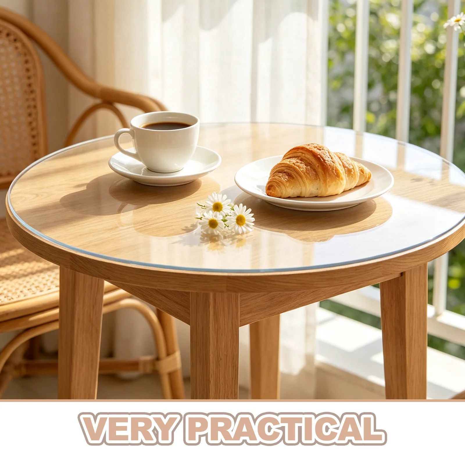 Waterproof Resistant PVC Clear Round Table Cover For Coffee Table Student 50CM Thick Transparent Oil Dining Mat