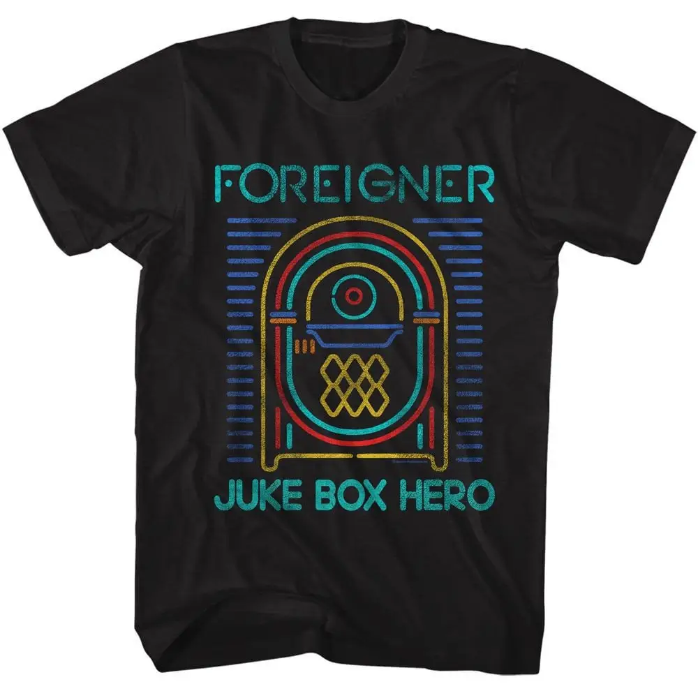 Foreigner Juke Box Hero Black T Shirt