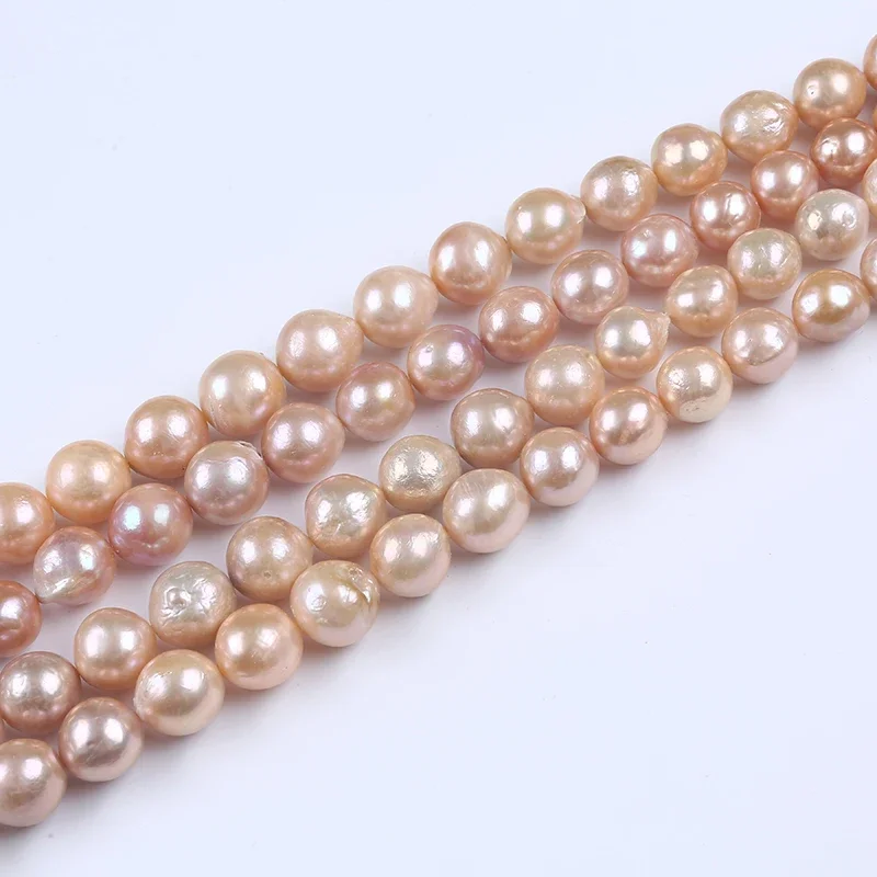 

10-12mm Cheap Price Cultured Freshwater Pink Edison Pearls Natural With Hole