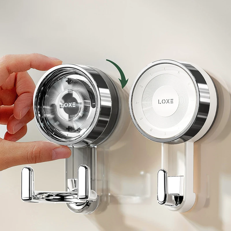 Bathroom Wall Hooks Suction Cup Vacuum Punch-free Door Hooks Key Hook Bath Wall Mounted Wall Hanger Double Hooks Storage Rack