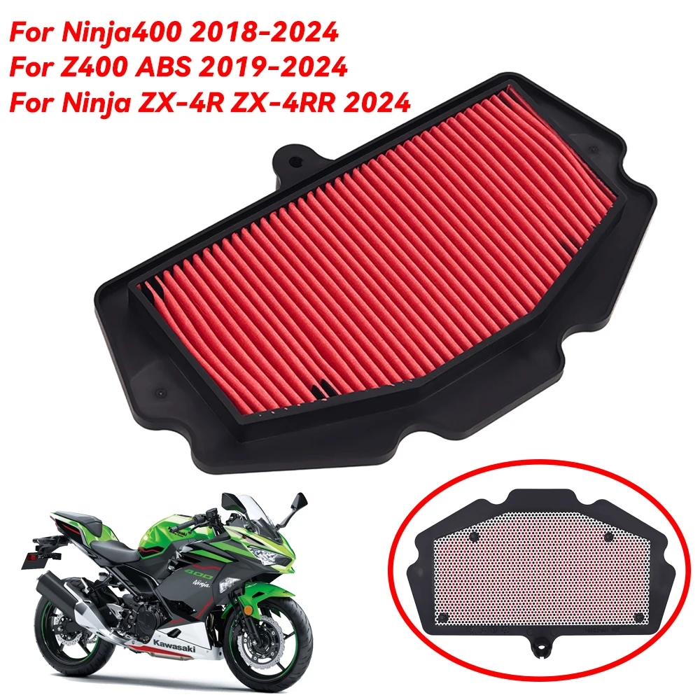 

Motorcycle Engine Air Intake Filter Cleaner Air Filter Element For Kawasaki Ninja 400 Ninja400 Z400 2018-2024 ZX-4R ZX-4RR