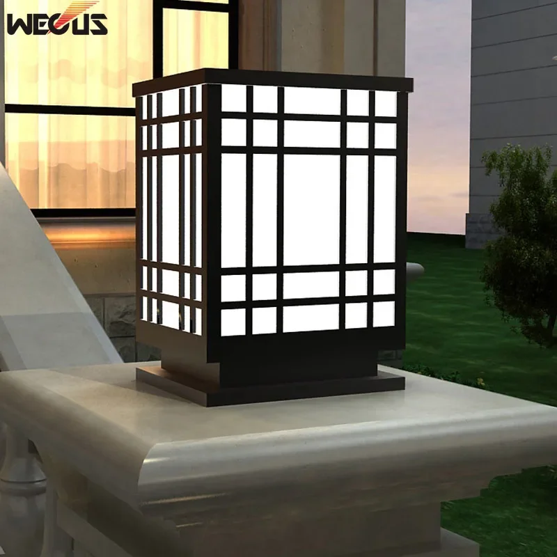 

(WECUS) Wall Pillar Lamp, Outdoor Courtyard Landscape Rectangular Wall Lamp, Door Column Lamp WaterprGardenoof Villa