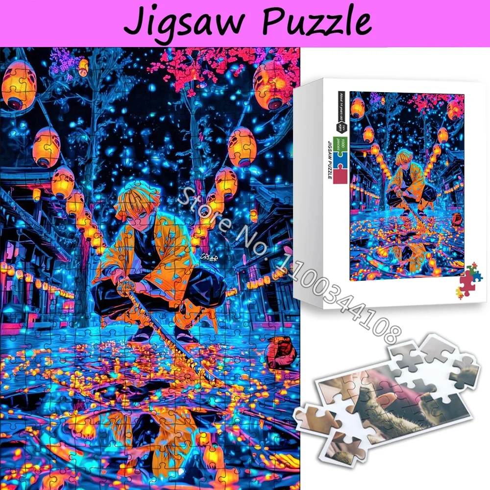 

Anime Demon Slayer Puzzles Kimetsu No Yaiba Agatsuma Zenitsu Jigsaw Puzzle for Adult Decompression Game Children's Handmade Toys