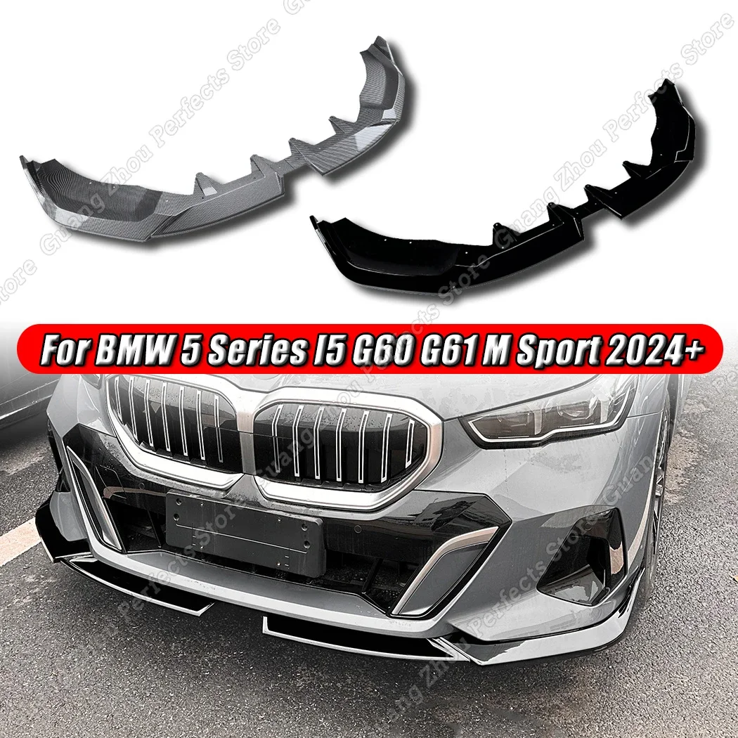 Front Bumper Lip Diffuser Body Kit Spoiler Deflector Tuning For BMW 5 Series G60 i5 M60 Sedan G61 Touring M Sport 2024+ ABS