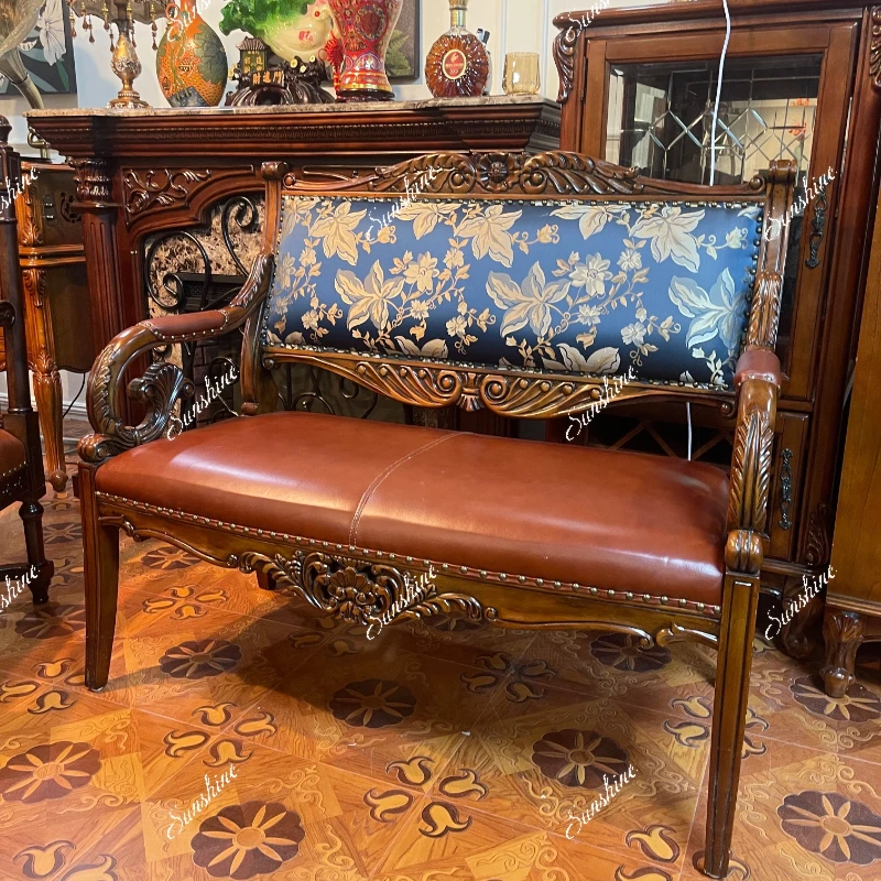 

American solid wood sofa villa luxury living room leisure chair