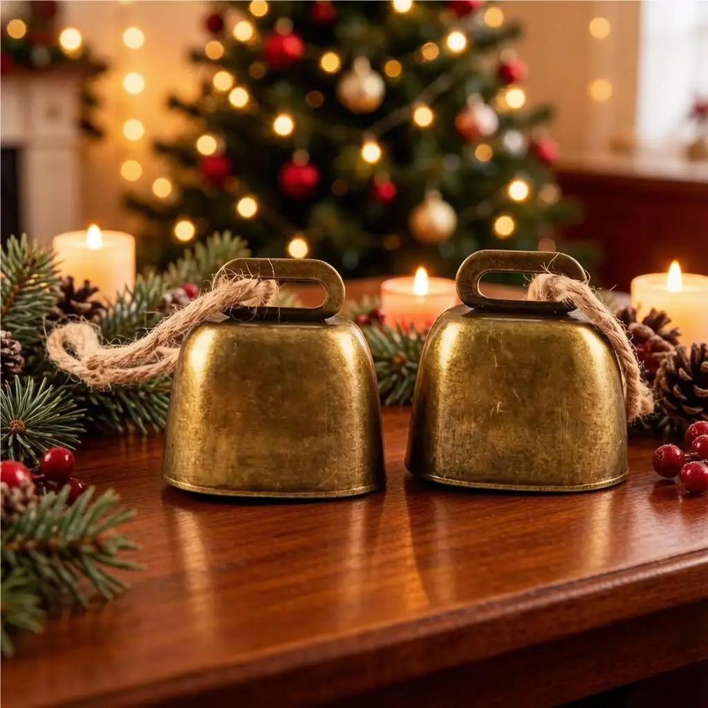 (2pieces/bag)3.44x3.5CM Opening Retro Horn Decorative Pendant Christmas Tree Matching Design
