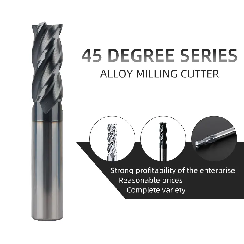 Tungsten Steel Milling Cutter Four-edged Hard HRC45 Series Alloy Milling Cutter Black Coating Carbide End Mill