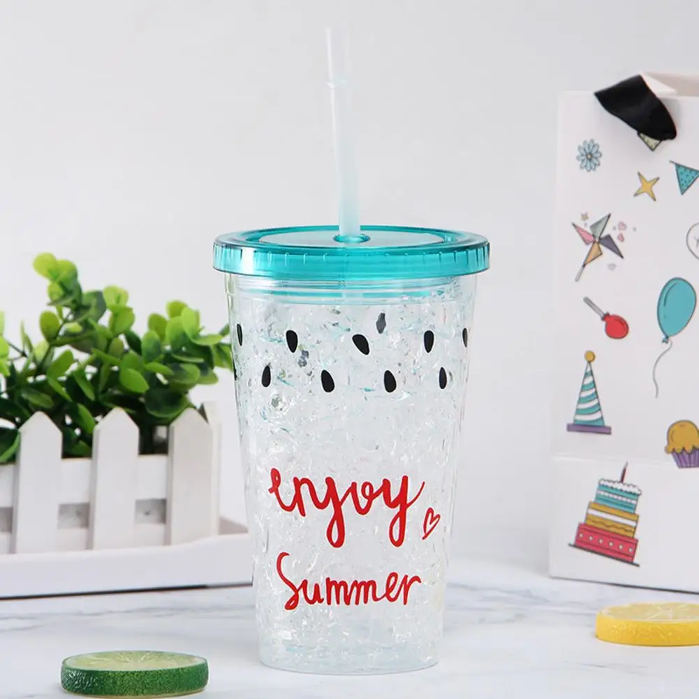 Taza de agua Kawaii con tapa, Pajita para café, jugo, leche, té, botella de agua de plástico bonita, botellas portátiles reutilizables para beber sin BPA