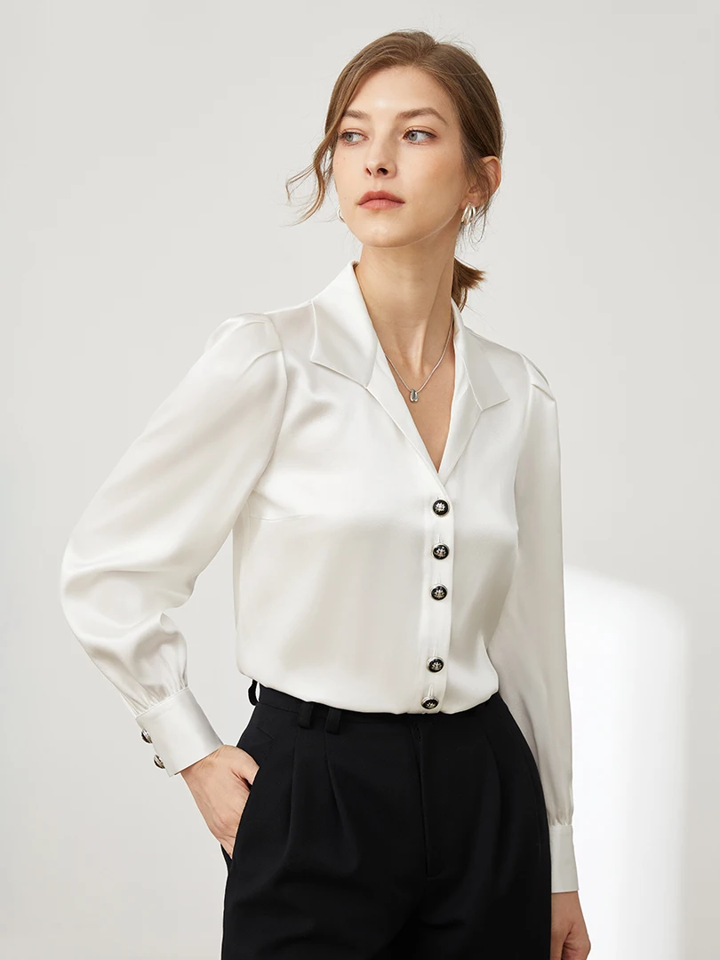 

Женская шелковая блузка Ele Long Sve премиум-класса, весенняя новинка, винтажный стиль, 30 Momme, топ Magic Commute, прямой крой