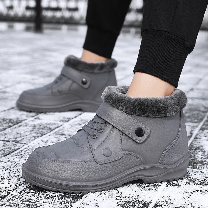 Elderly People Cotton Shoes Men Winter Plush Waterproof Warm Snow Boots Outdoor Thickened Anti Slip Cotton Boots Comfortable