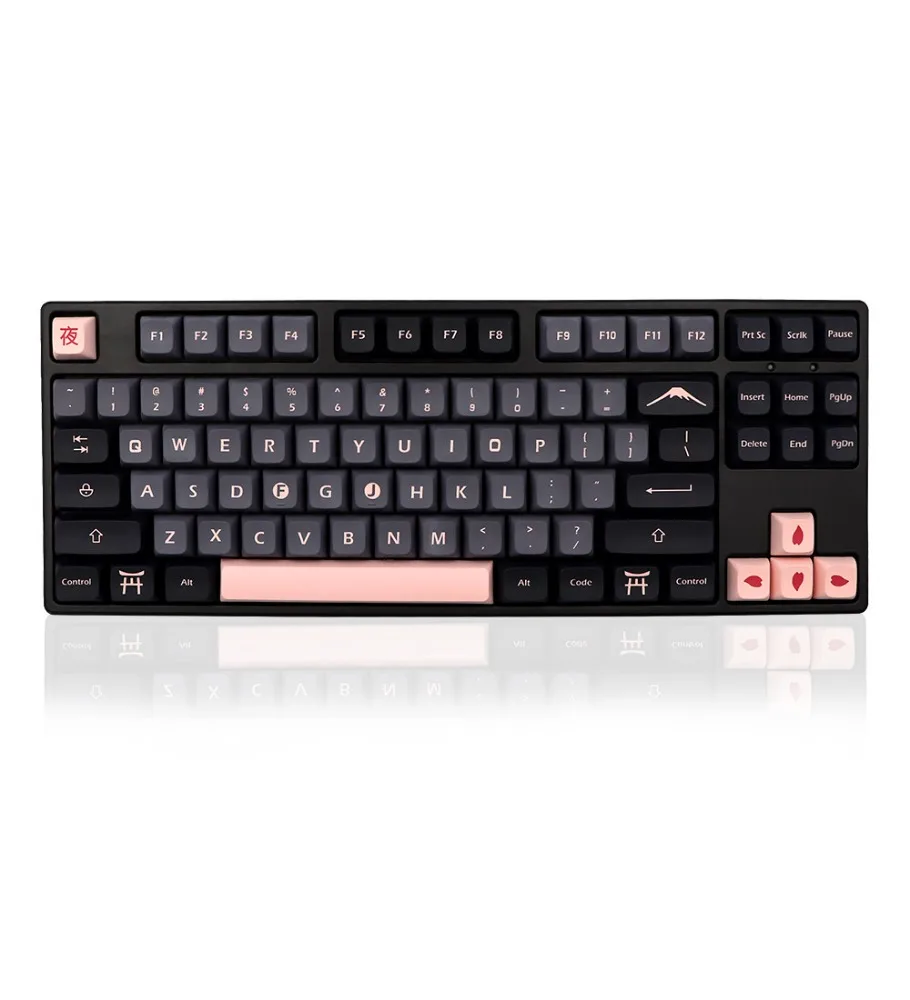 XDA Night Sakura Keycap PBT Five-Sided Sublimation 132 Keys Adaptation 61 64 68 104 GK Split Space Bar