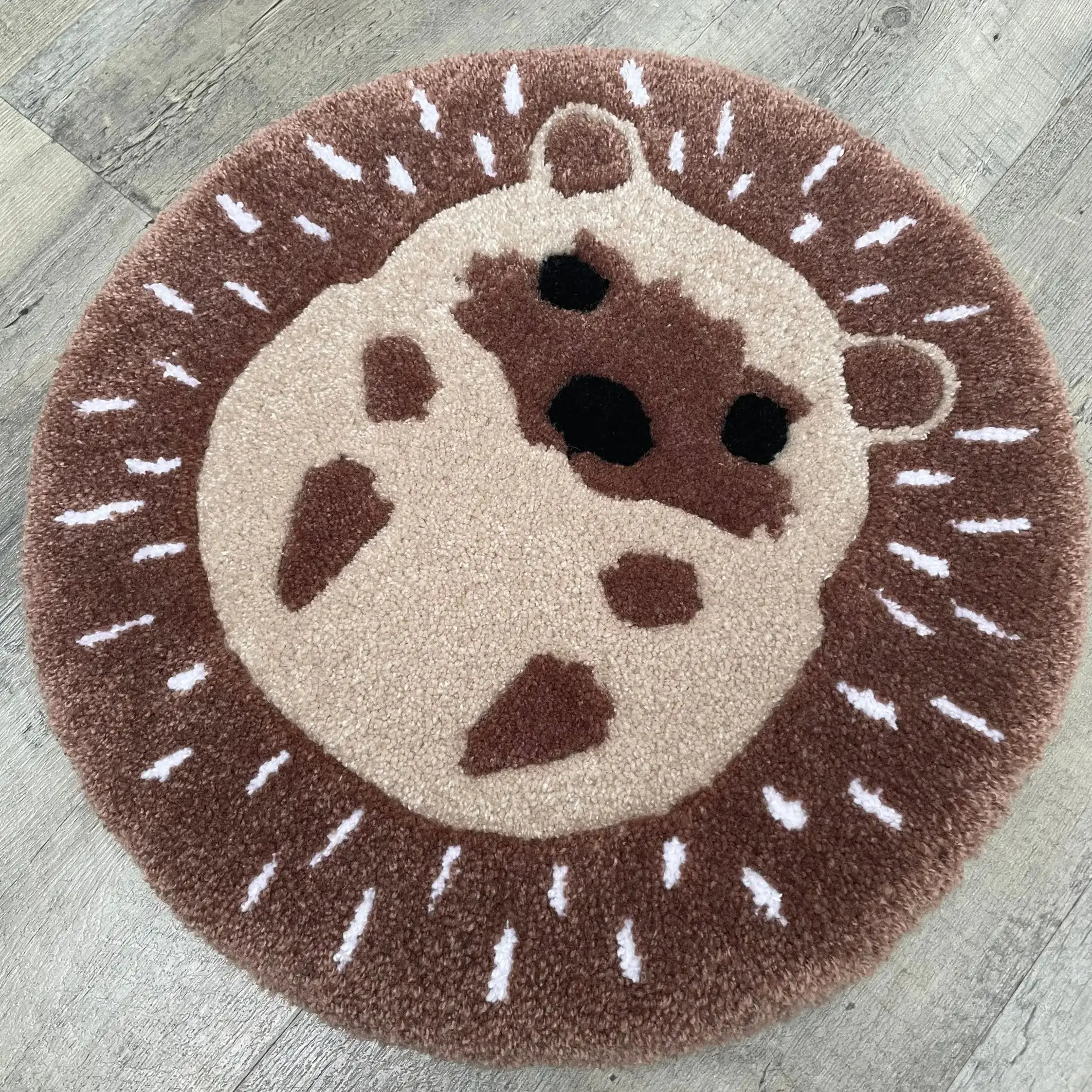 Cute Hedgehog Brown Rug Digital Printing Technology Simple Housewarming Gift Handmade Non-Slip Decorative Carpet