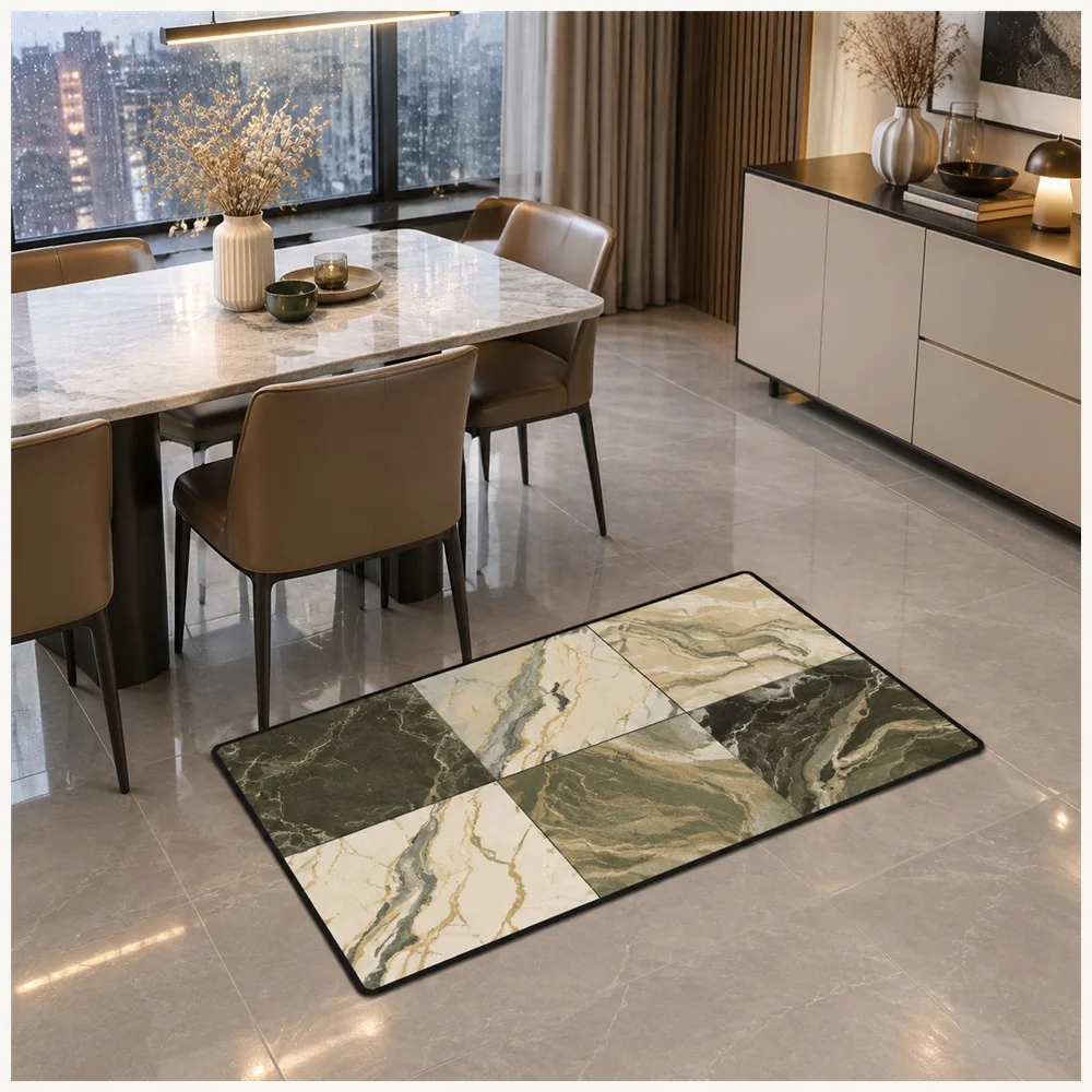 VIKAMA Abstract Marble Veins Door Mat, Non Slip Durable Flannel Rug, Modern Abstract Floor Mat for Landing, Pantry, Cloakroom