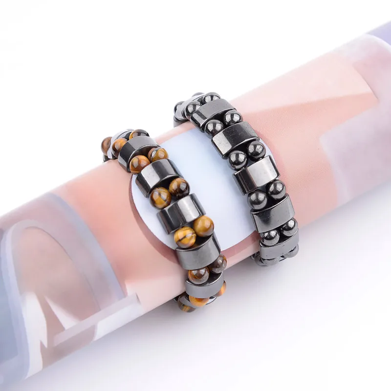 طبيعة الأصفر عين النمر الهيماتيت الخرز سوار العلاج الرعاية الصحية المغناطيس الهيماتيت الرجال مجوهرات أساور ساحرة هدايا للرجل