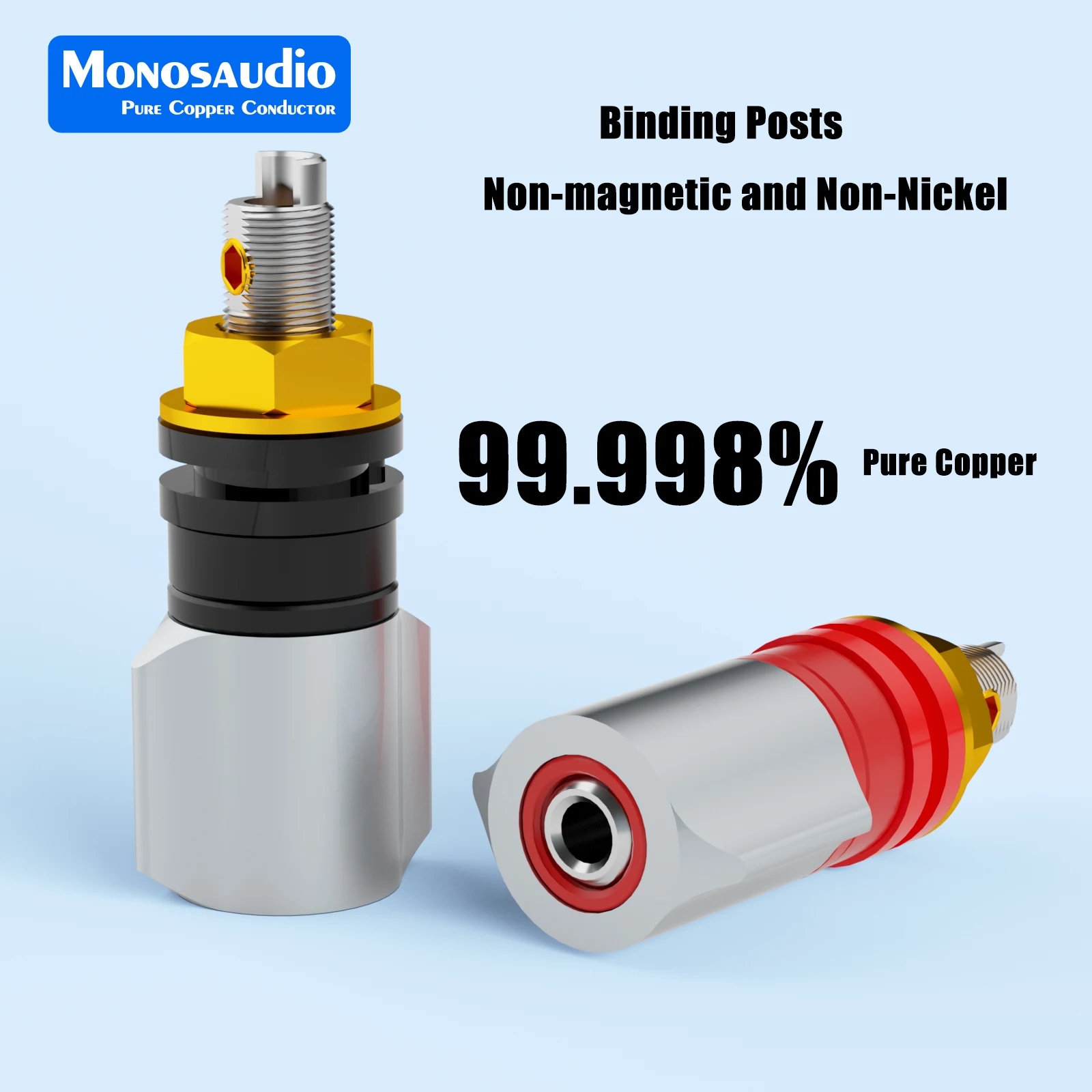 Monosaudio 99.998% النحاس النقي المتكلم ملزمة المشاركات Termial الذهب/الروديوم مطلي محول للصوت أمبير الموز التوصيل المقبس