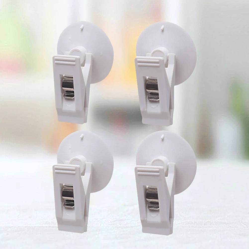 

2 Pair Suction Type Clips Mounted For Cards Storage White Durable Premium Material Lightweight Portable Strong Suction Holds