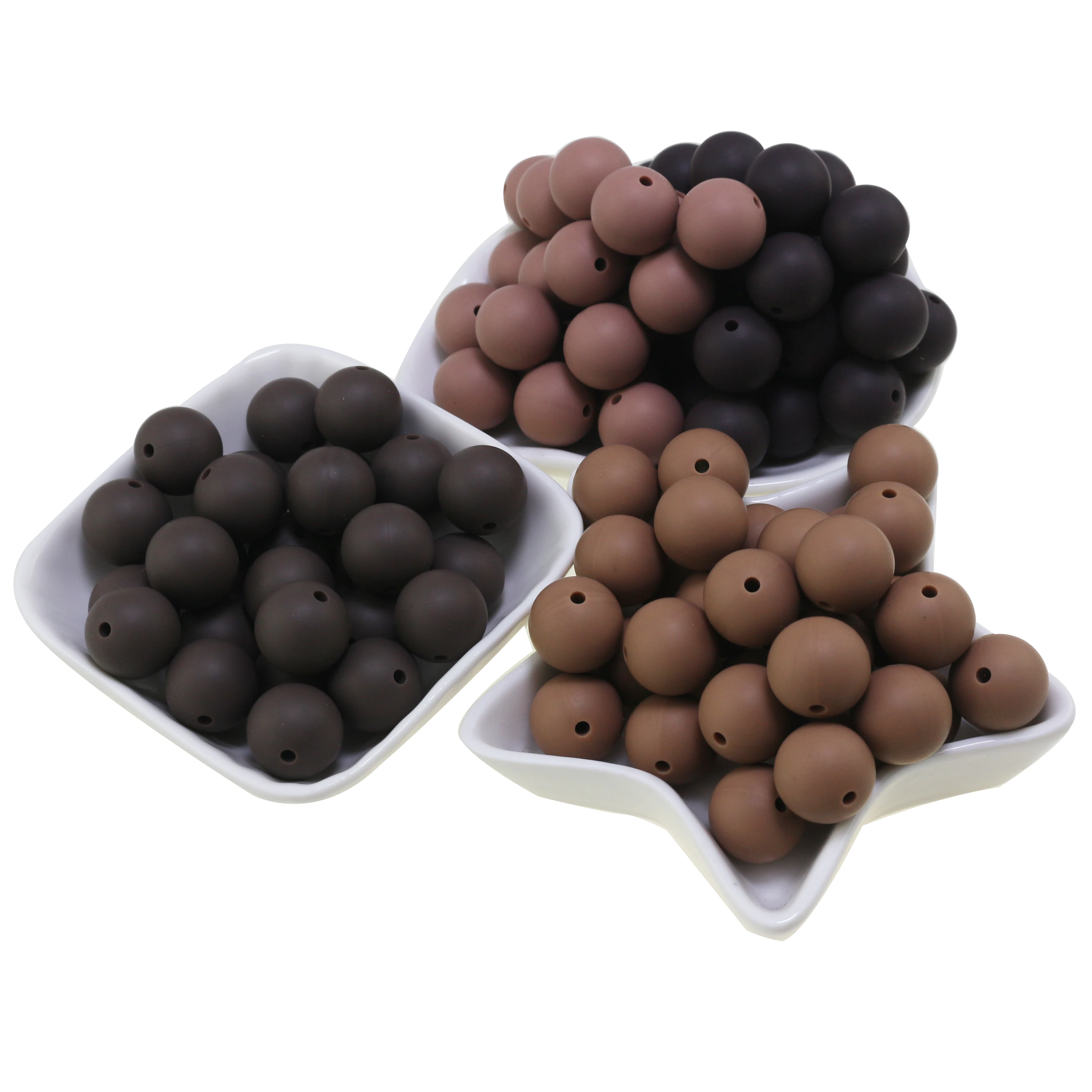 New Colors 20Pcs 10mm 12mm 15mm 20mm Silicone Beads Baby Teething Round Loose Ball Chewable DIY Wood Pearls For Making Pens