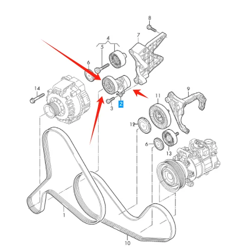 06M903133J Belt Tensioner Damper For VW Touareg 2017-2025  Audi A5 S5 A4 S4 Q5 RS4 RS5 2018-2025