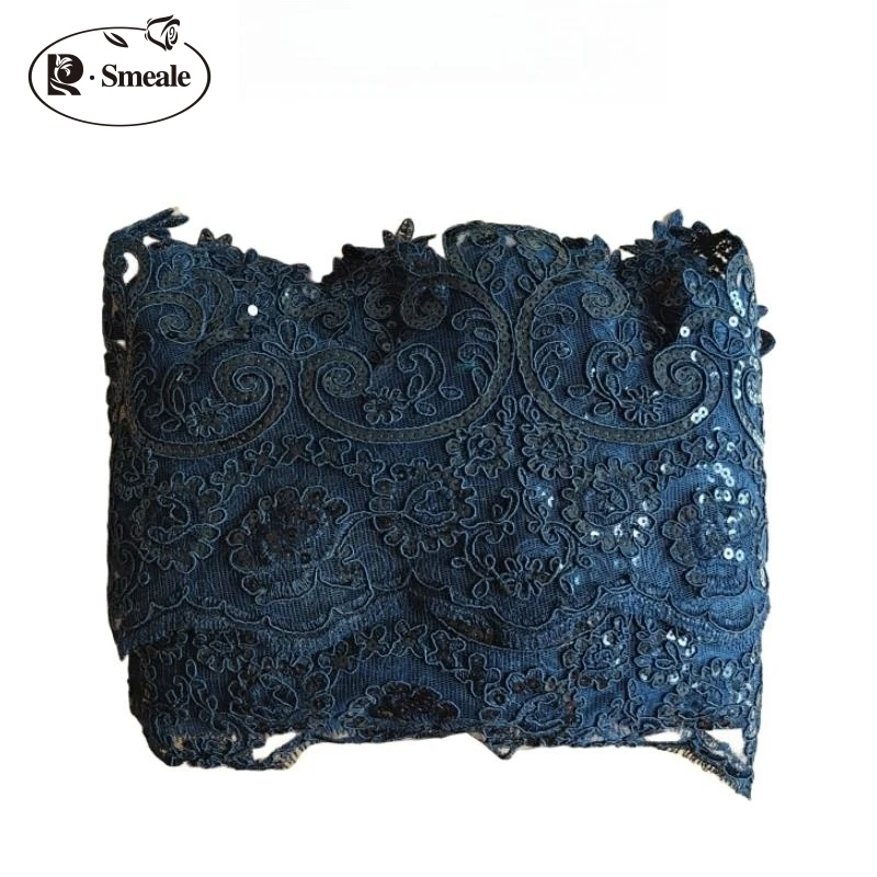 Polyester-Pailletten-Spitzenbesatz, Randlinie, DIY-Hochzeitskleid, Heimdekorationszubehör, 5 Yards/Lot, Breite 19,5 cm – Detail 5