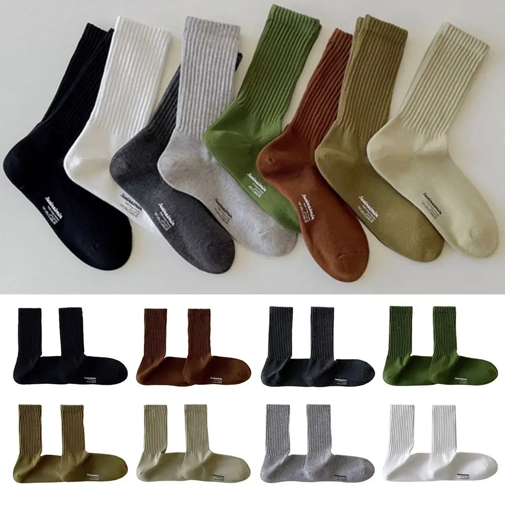 Knitted Couple Long Socks Fashion Cotton Medium Tube Boot Sleeve Breathable Street Pile Sock Men Ladies