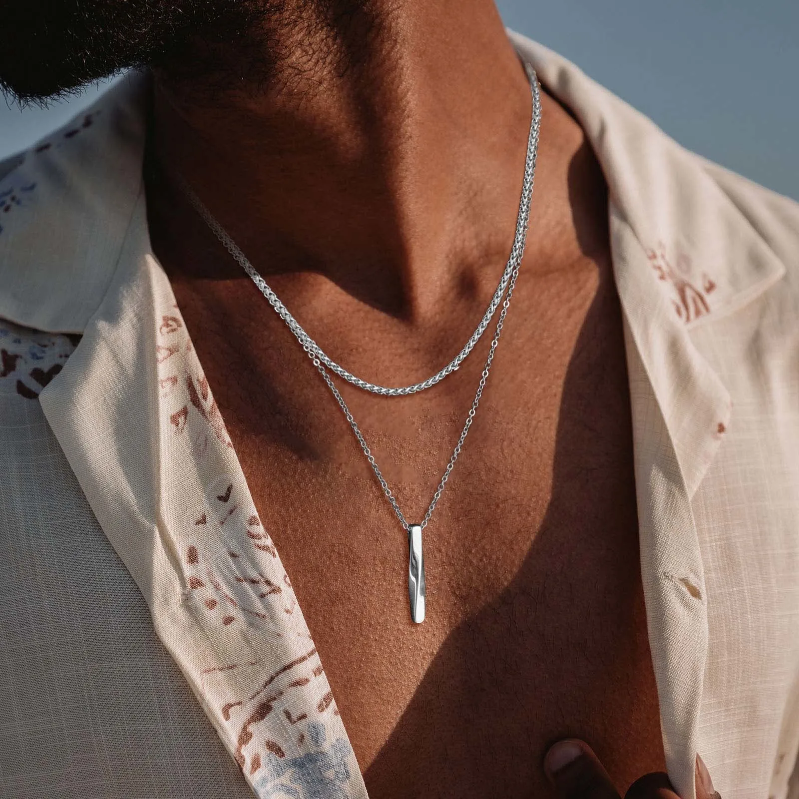 Vnox Layering Necklaces for Men, Mathematics Mobius Bar Pendant, Figaro Cuban Rope Box Chain Neck Collar, Cool Jewelry