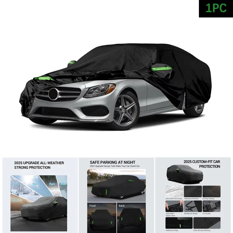 

Waterproof Car Cover with Zipper Door & Windproof Bands for Snow Rain Dust Protection For 2008-2025 Mercedes Benz C-Class C250