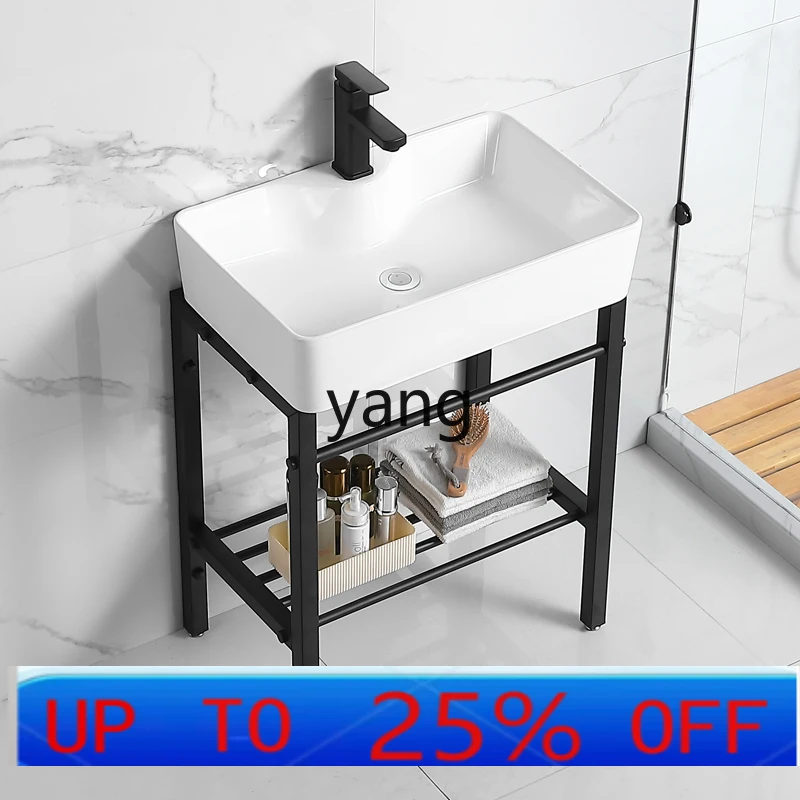 

LTT small apartment stainless steel bracket wash basin bathroom ceramic integrated