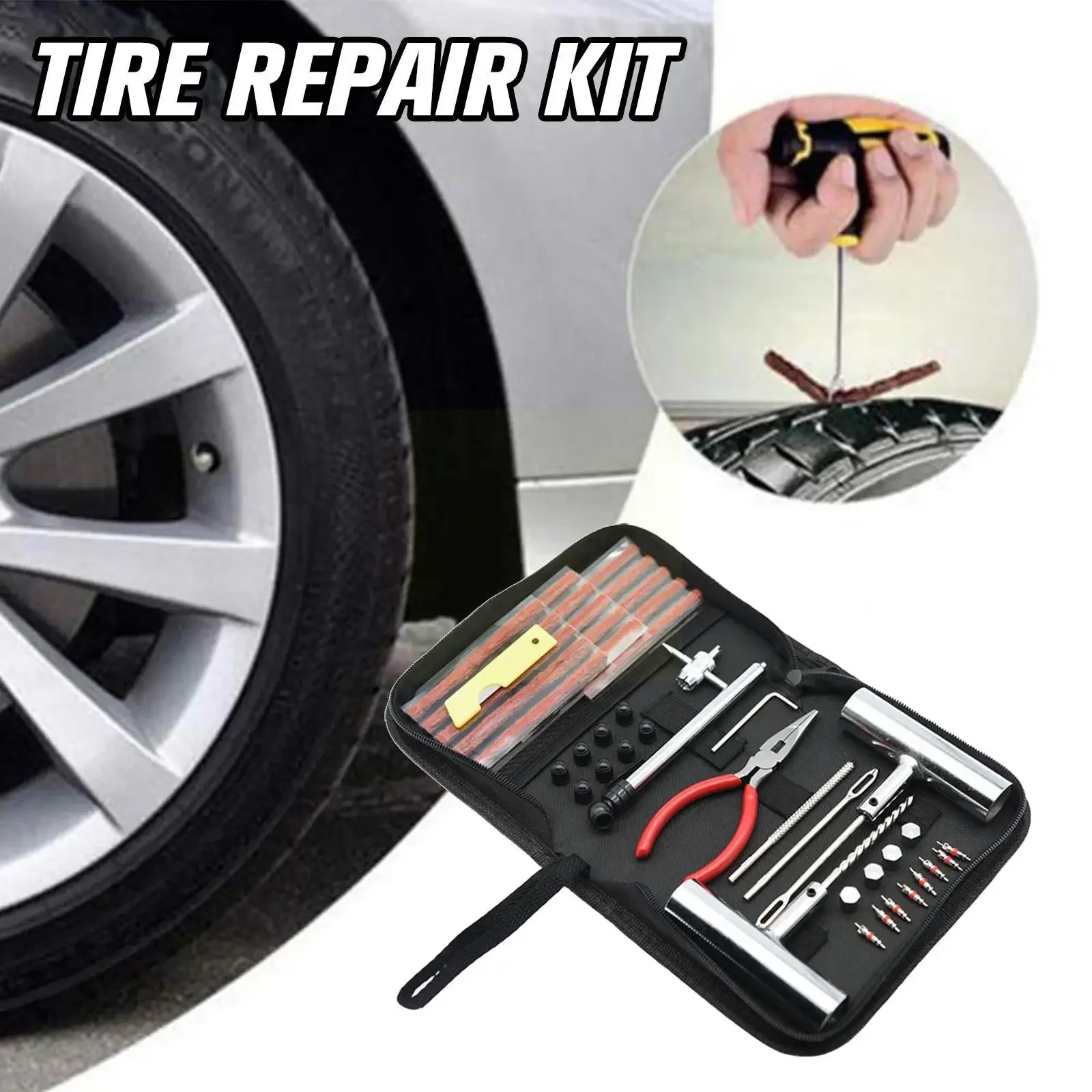 

45 pcs Car Tire Repair Tool Tire Repair Kit Studding Tool Set Auto Bike Tire Repair Puncture Plug Garage Car Accessories