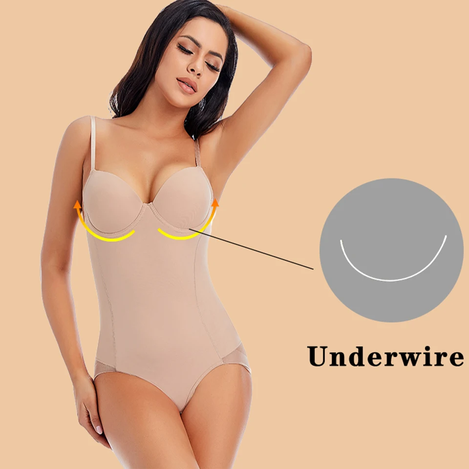 Weißer Bügel-Bodysuit für Damen, formgebend, dehnbar, einfarbig, seidig, Unterwäsche, Bodysuits, Shapewear – Detail 2