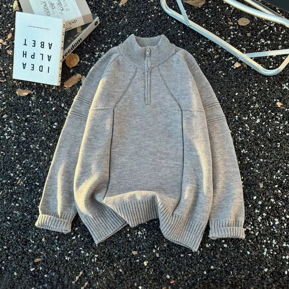 

Высококачественный цветной свитер на молнии, мужской повседневный теплый вязаный топ с высоким воротником, модный осенне-зимний молодежный универсальный свитер для отдыха