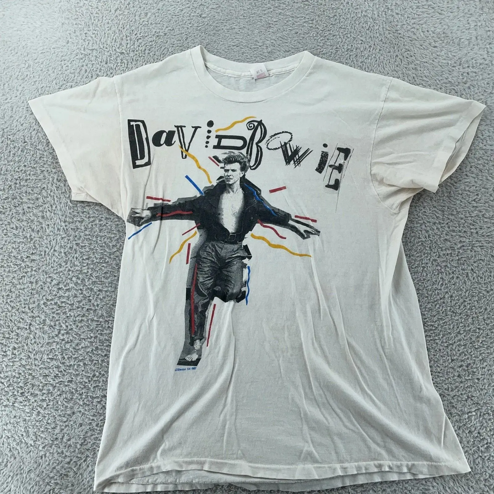 Vintage Rock T Shirts Punk Y2k Streetwear 1987 David Bowie The Glass Spider Tour T Shirt Print Casual Loose Tee Unisex