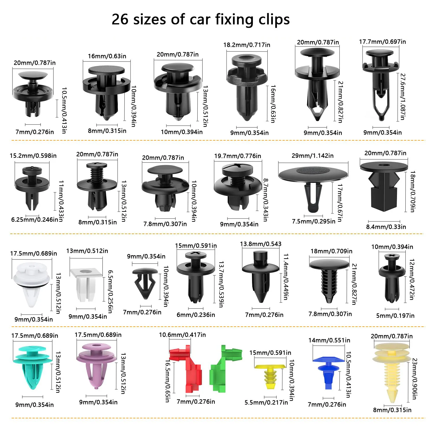 925Pcs -100Pcs Car Clips Kit Bumper Rivets Fasteners Auto Push Type Pin Retainer Trim Kit Bumper Door Trim Panel Clips Repair