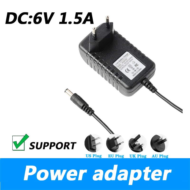 6V 1.5A Power Adapter 6V 1500mA Switching Power Supply DC 6V1 .5a DC Regulated Power Supply Charger UK Plug AU Plug 5.5*2.1mm