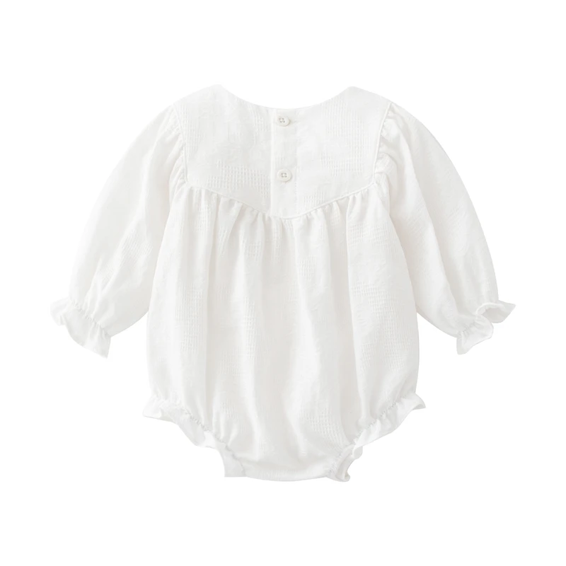 Spring Autumn Baby Girl Bodysuits Cotton Long Sleeve White Lace Girls Jumpsuits Princess Clothes