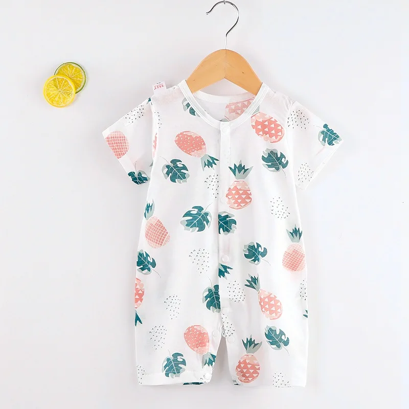 Baby Rompers Full Print Short-sleeved Pajamas 2027 Summer New Infant Home Clothing Thin Cotton Shorts Bodysuits Newborn Wear