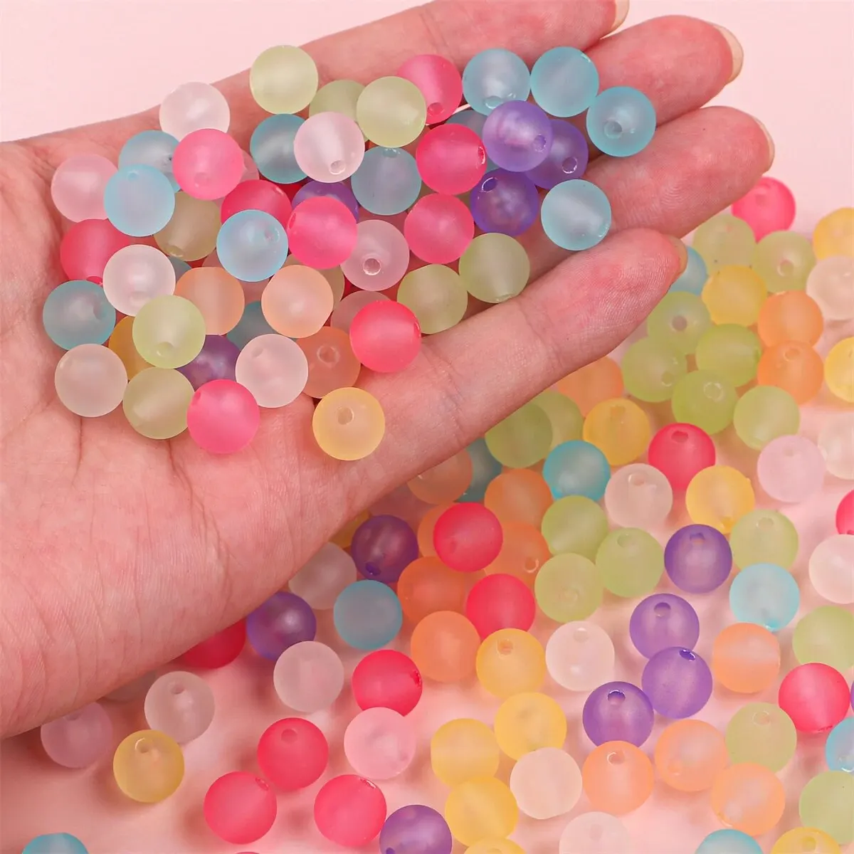 About 115pcs Acrylic Transparent Rubber Frosted round Beads Scattered Beads Handmade Jewelry Accessories Materials