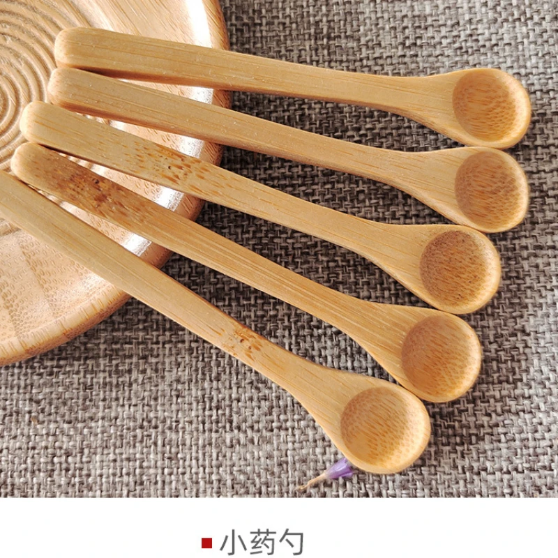 5Pcs Ice Cream Spoon Mini Easy Clean Wear-resistant Natural bamboo Wooden Honey Children\'s Spoon Yogurt Spoon for Kitchen