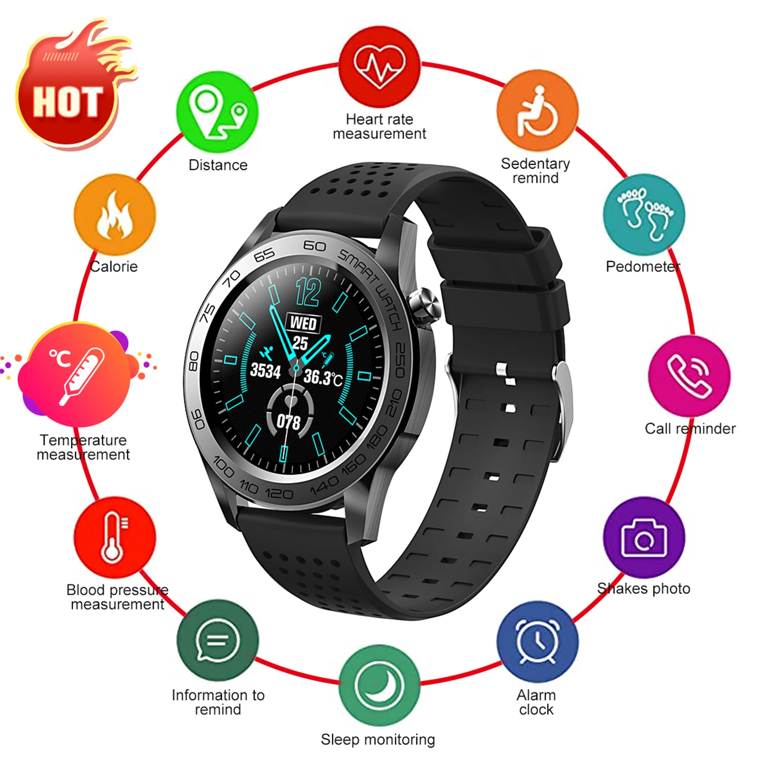 

F22U Smart Watch Heart Rate Blood Pressure Blood Oxygen Temperature Monitoring Call Alert Health Sports Watch Ip67 Waterproof