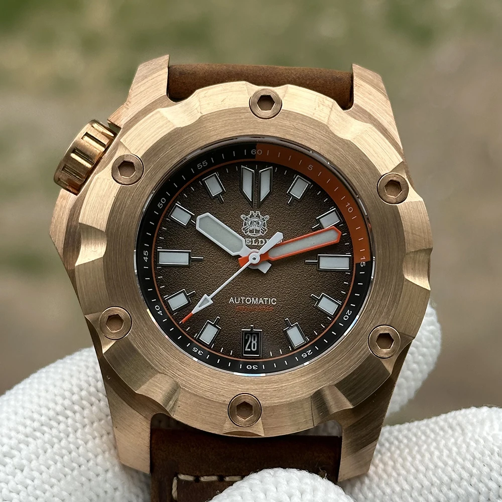 STEELDIVE Men Automatic Watch Bronze 45MM Mechanical Wristwatch Diver 100ATM Waterprooof BGW-9 Luminous Sapphire Mirror NH35