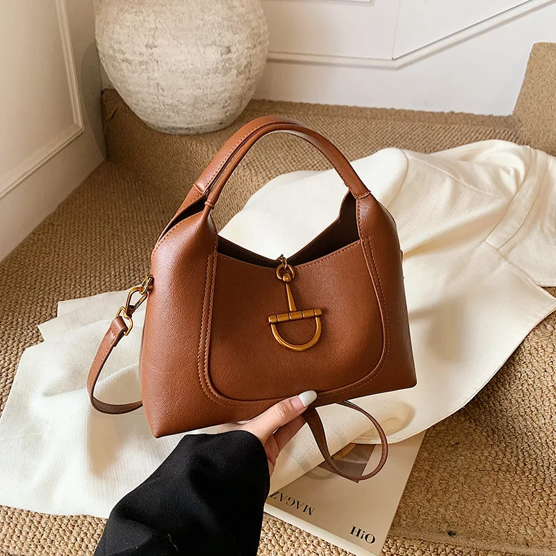 Tas Tote Wanita Musim Gugur Musim Dingin 2025, Tas Selempang Kulit Gaya Vintage, Tas Selempang Kapasitas Besar untuk Kerja dan Perjalanan