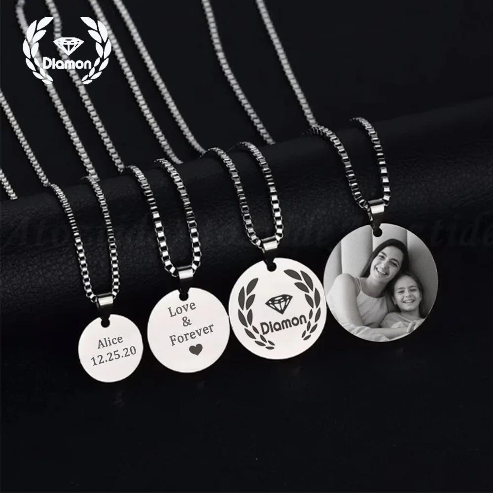 

Ожерелье-пенал с бриллиантами, персонализированная гравировка текста, фото, табличка с именем из нержавеющей стали, коробка-цепочка для женщин и мужчин, семейные ювелирные изделия, подарок