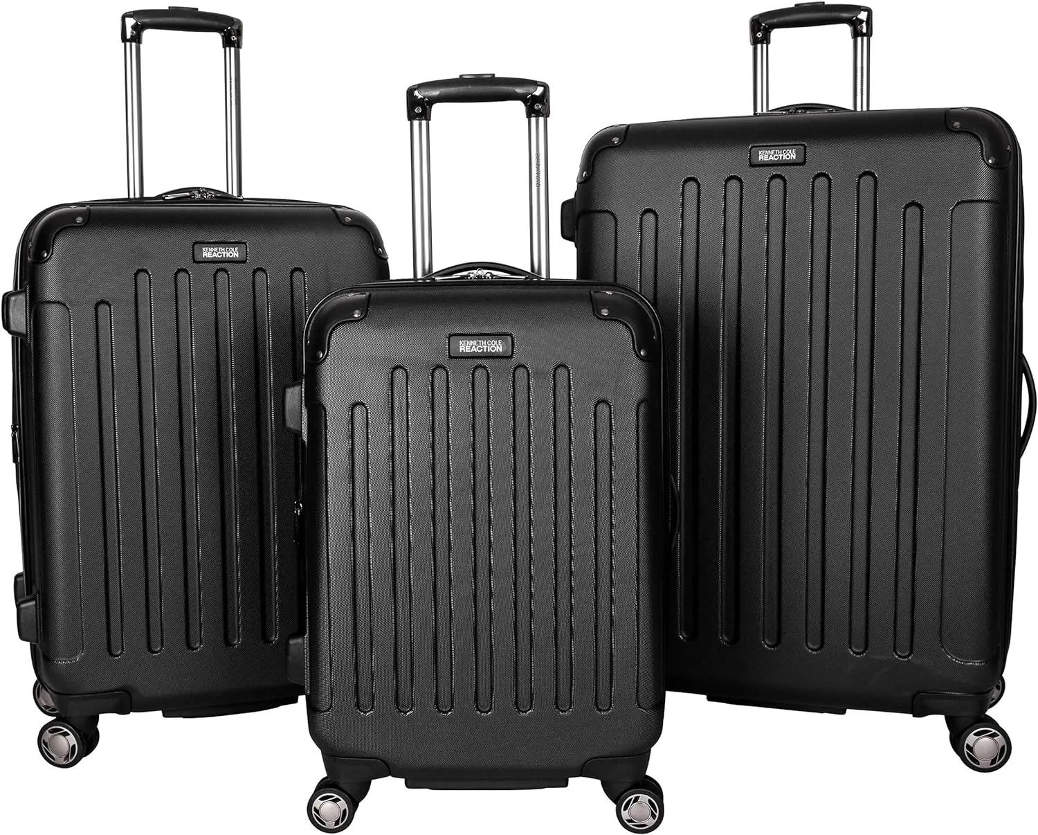 

XCYKenneth Cole REACTION Renegade Luggage Expandable 8-Wheel Spinner Lightweight Hardside Suitcase, Black, 3-Piece Set