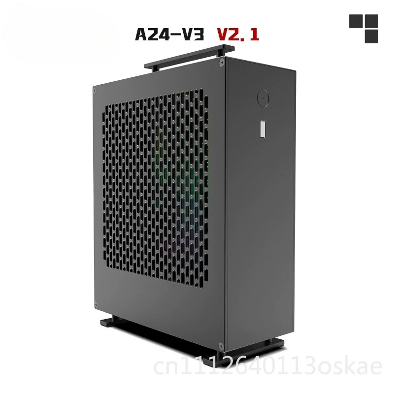 4.28L mini A24-V3 2.1 nuclear display 1u power supply itx chassis, all aluminum alloy