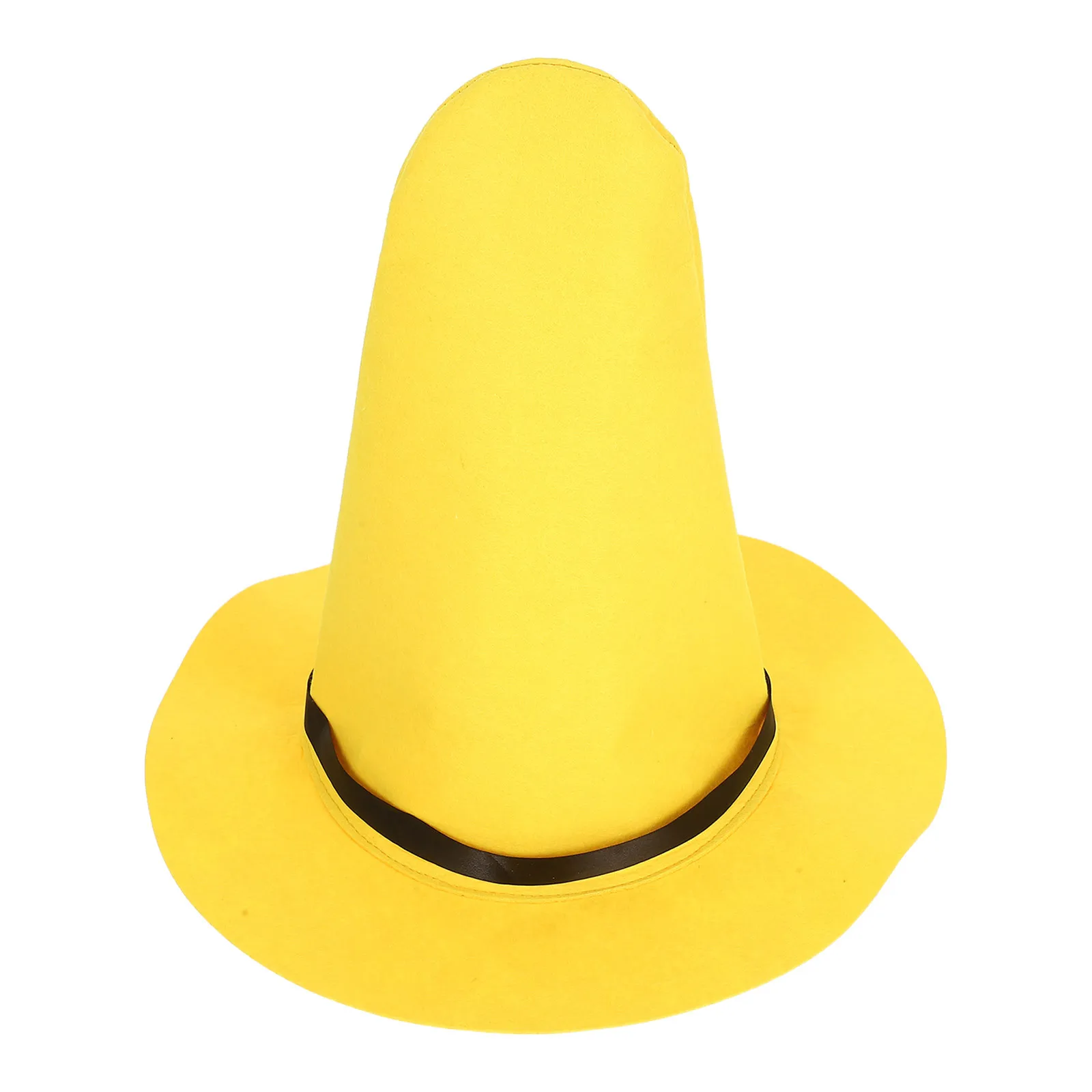 Heksenhoed Halloween kostuumaccessoire gemaakt van verdikt geel vilt voor dames heren kinderen festivals cosplay en binnen buiten