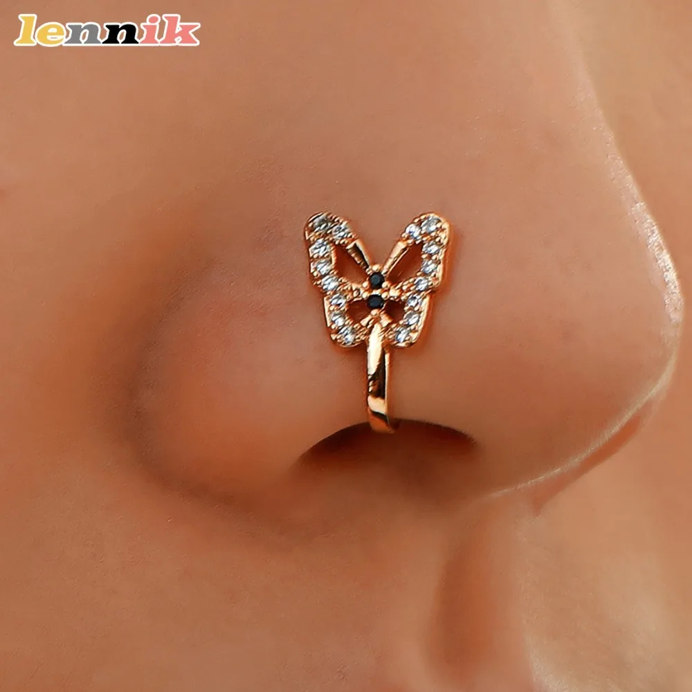 U-شكل وهمية الأنف الدائري فراشة الأنف مسمار الأوروبي ثقب كليب الحد الأدنى الأنف مجوهرات أنيقة التظاهر ثقب الملحقات #1