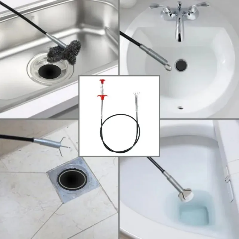 200/160/90/60cm Flexibler Starker Abflussreiniger Feder-Haarentferner für Küchenspüle Badezimmer Badewanne Abflüsse – Detail 3